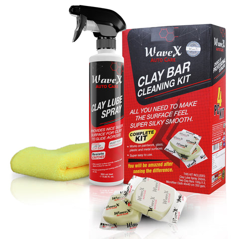 Clay Bar Kit (2 Bars 100grm Each, 1 Clay Lube 350ml, 1 Microfiber Cloth)