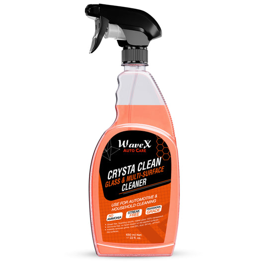 Crysta Clean Glass Cleaner 650 ml, Multi Surface Professional Grade Automotive Glass Cleaner