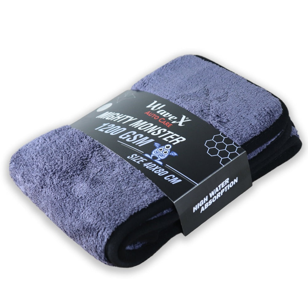 WaveX Microfiber Car Cleaning Cloth, 1200GSM Extra Large 40x80cm