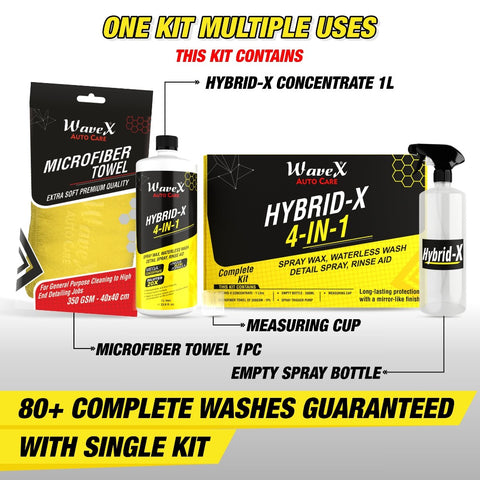 Hybrid-X Spray Wax, Waterless Wash, Rinse Aid and Quick Detailer Dilutes 20 Times with Water
