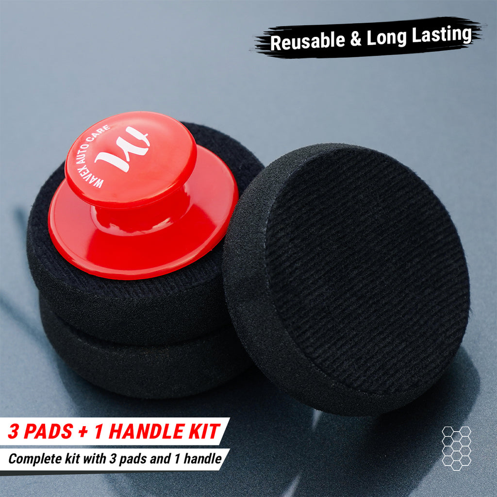 FOAM APPLICATOR PADS WITH HANDLE – SET OF 3 FOAM PADS + 1 HANDLE