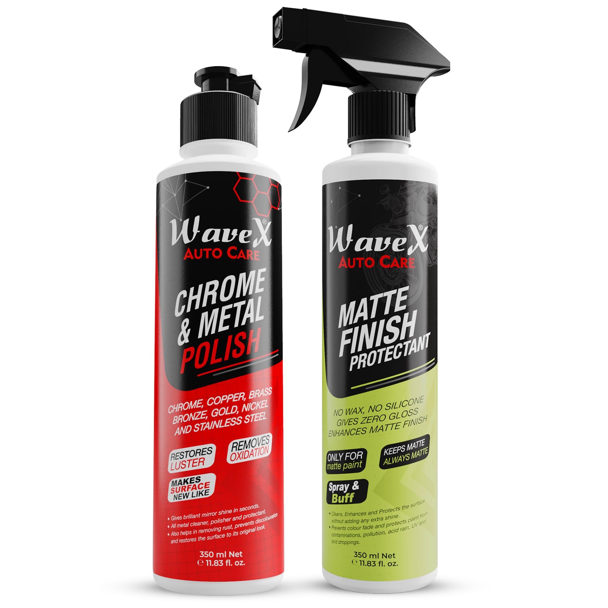 Matte Finish Maintainer 350ml with Chrome and Metal Polish 350ml, {Matte Painted Bike Care Kit (Set of 2)}