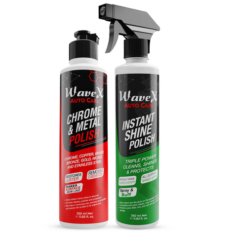 Chrome and Metal Polish 350ml | Instant Spray Car and Bike Polish 350ml Cleans and Shines | Car Bike Care kit(Set of 2)