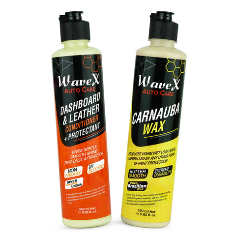 CAR WAX 350ML + DASHBOARD AND LEATHER POLISH 350ML