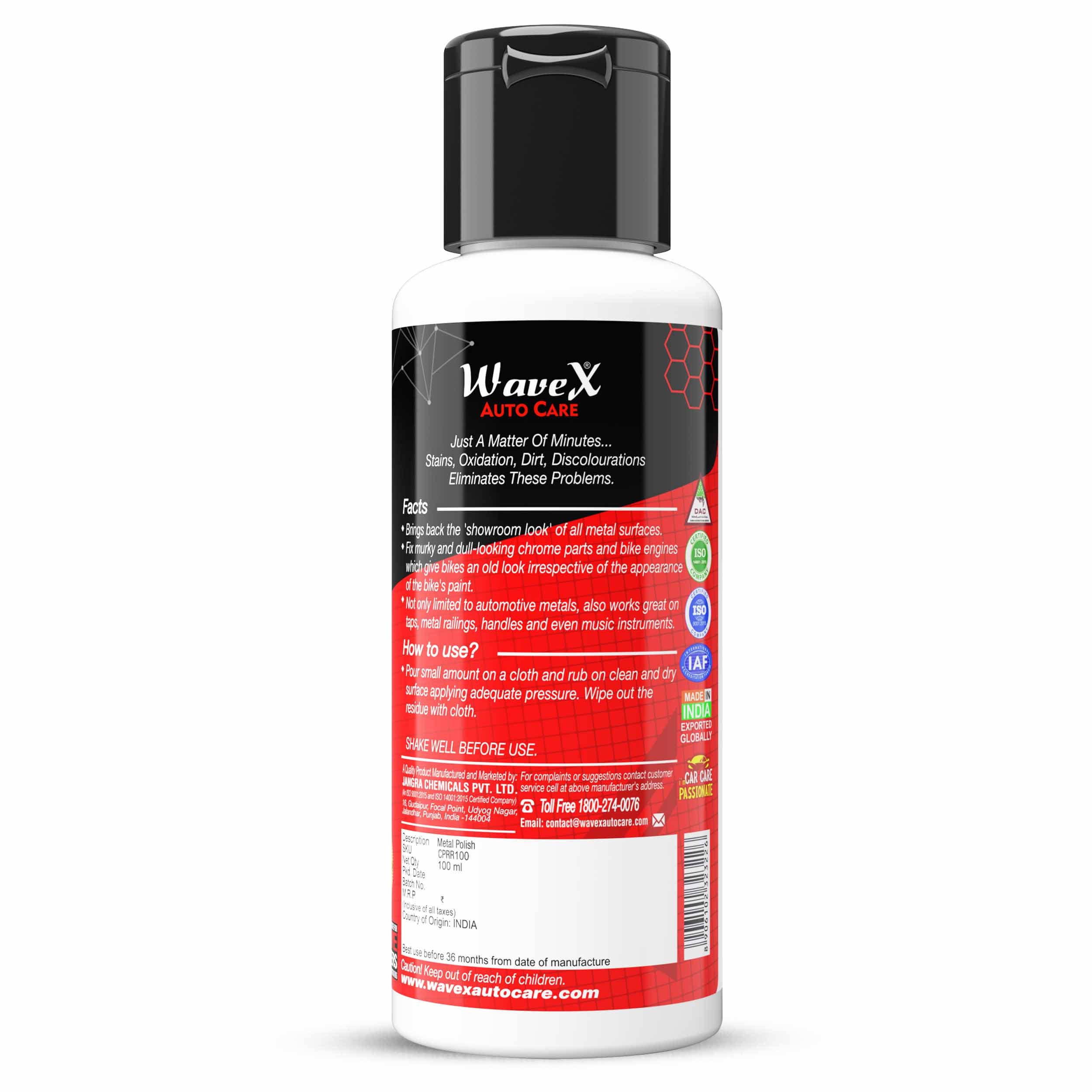 Chrome and Metal Polish 100ml - All Metal Cleaner Chrome, Copper, Brass, Bronze, Gold, Nickel and Stainless Steel, Polisher and Protectant Removes oxidation and discoluoration