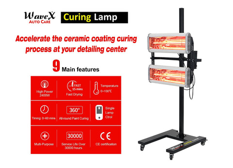 2400W Shortwave Infrared Curing Lamp for Ceramic Coating | Fast & Efficient Cure in 15 Minutes | Reliable NIR Quartz Halogen Lamp | Wide Coverage for Detailing Centers | Precise Control & Stability