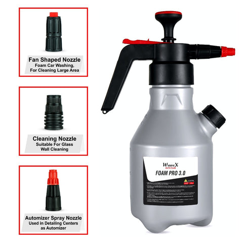 Foam Sprayer For Car & Bike – Foam Pro 3.0 with Additional Cap, 3 Nozzles, Free Shampoo, Portable, No Electricity Required – Generates Long Lasting Thick Foam Spray