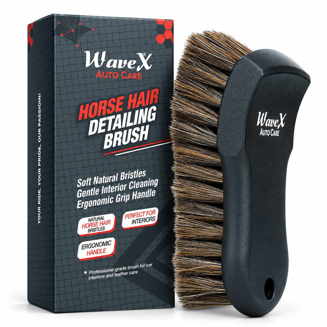 HORSE HAIR DETAILING BRUSH FOR CAR INTERIOR CLEANING Main image