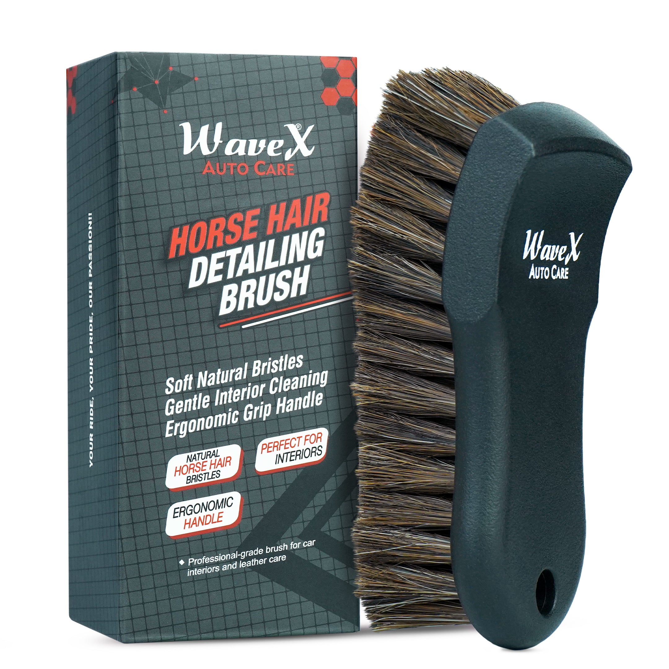 HORSE HAIR DETAILING BRUSH FOR CAR INTERIOR CLEANING Main image