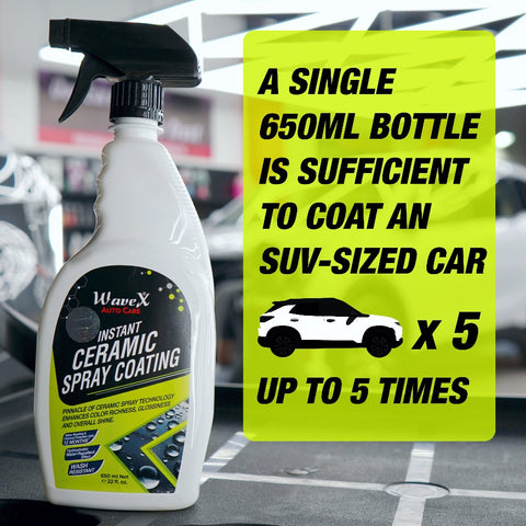 Instant Ceramic Coating for Car - 650ml – Easy to Apply – Just Spray and Wipe – Super Hydrophobic, Extreme Gloss, Smoothness and Protects Paint