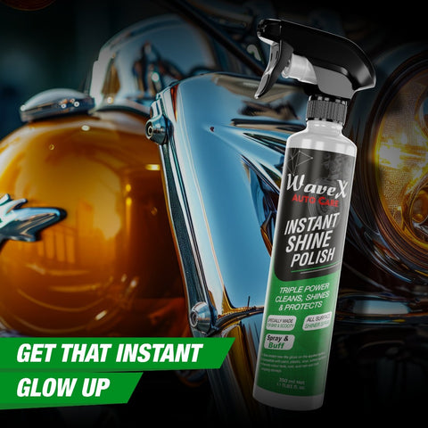Instant Shine Bike Polish 350ml with Microfiber Cloth | All in One Bike Polish for Restoring Showroom Look of Bikes & Scooters