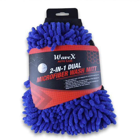 WaveX 2-in-1 Wash Mitt for Car - Dual-Sided for Washing & Waxing - Gentle & Effective Cleaning - Clear Coat Safe - Reusable & Machine Washable - Car Care Accessory