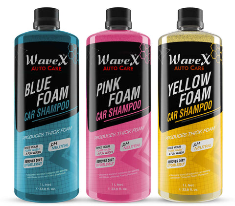 Colour Foam Car Shampoo Combo Consists of Blue, Yellow and Pink Colour Car Foam Shampoos- Produces Thick Coloured Foam