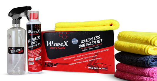 Waterless Car Wash with Microfiber Cloths for Car, Consists of Waterless Car Wash Kit and 5 Premium Microfiber Towels