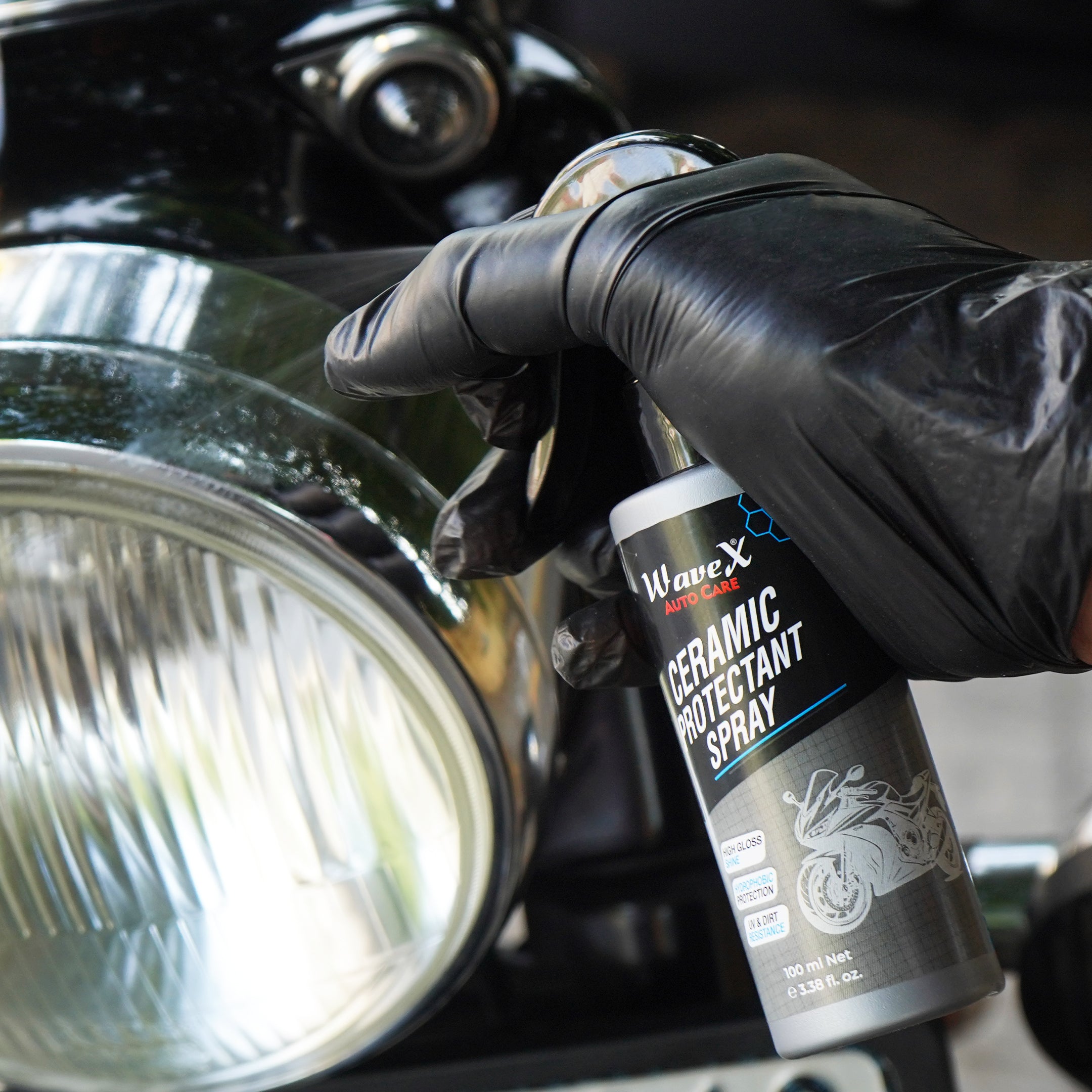 CERAMIC PROTECTANT SPRAY FOR MOTOR BIKES -  SUPER HYDROPHOBIC & UV PROTECTION
