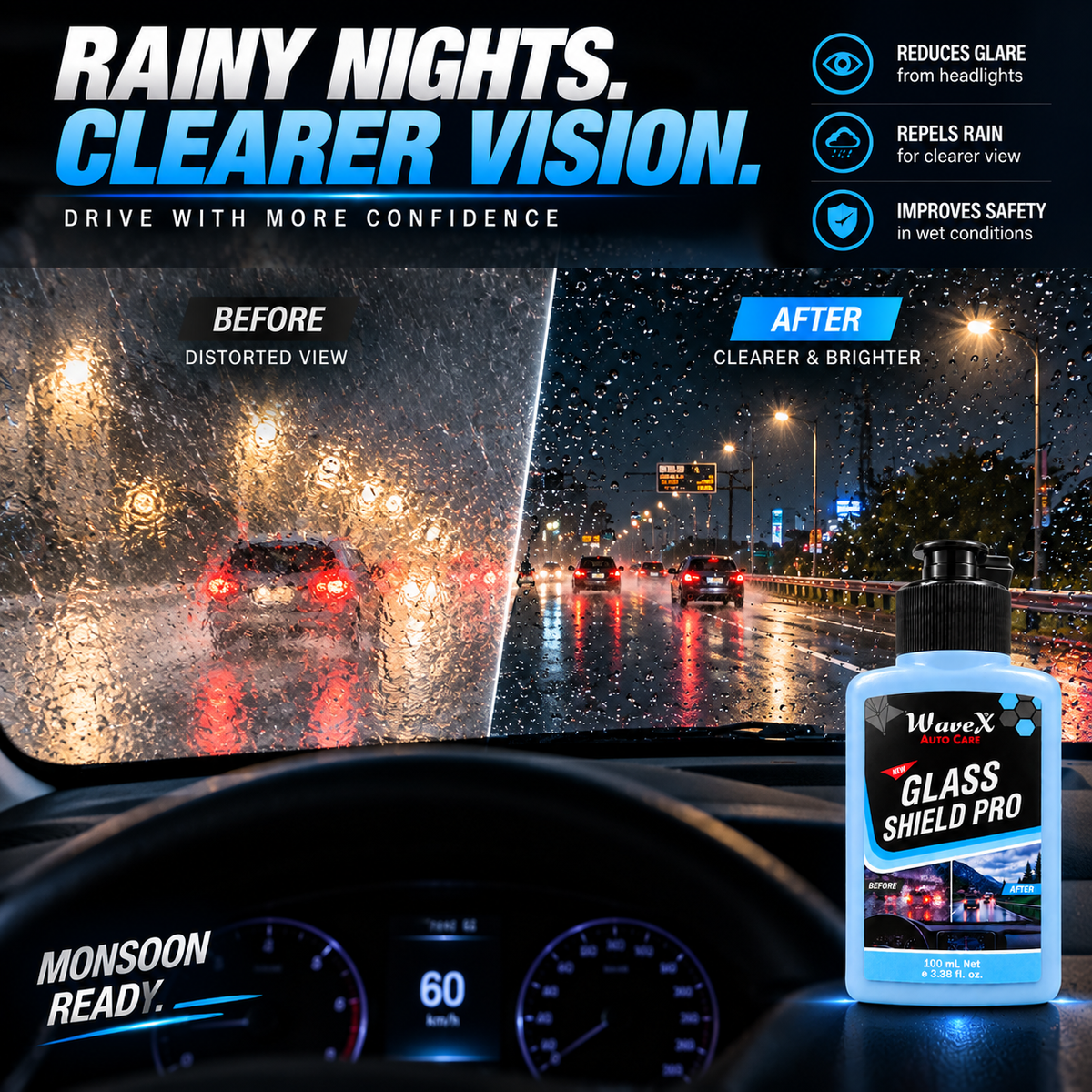 NEW GLASS SHIELD PRO | RAIN REPELLENT 100 ML