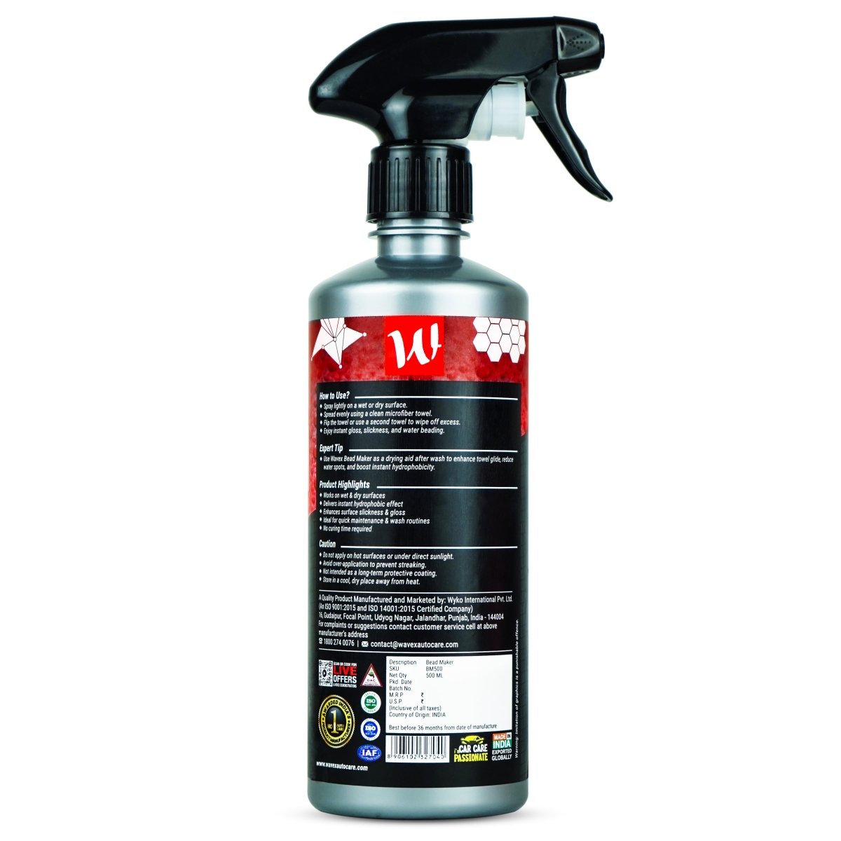 BEAD MAKER – ULTRA HYDROPHOBIC WATER BEADING SPRAY FOR CARS - Wavex - BM500