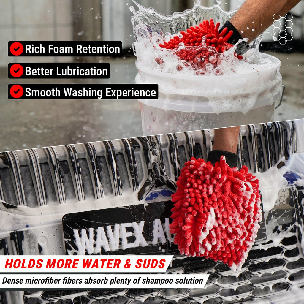 BIG SIZE NOODLES MICROFIBER WASH MITT – ULTRA SOFT CHENILLE CAR CLEANING GLOVE - Wavex-BIGMITT