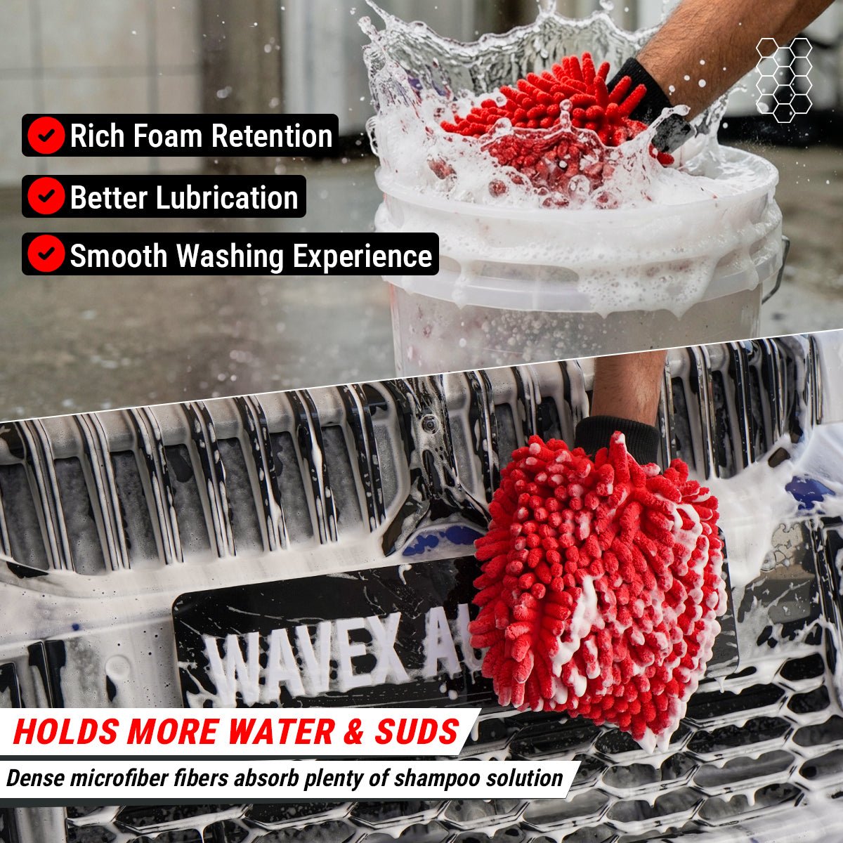 BIG SIZE NOODLES MICROFIBER WASH MITT – ULTRA SOFT CHENILLE CAR CLEANING GLOVE - Wavex-BIGMITT