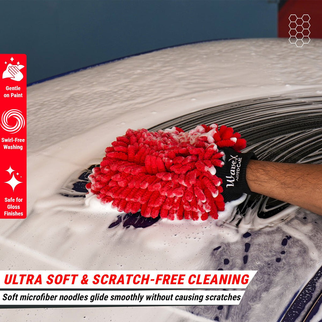 BIG SIZE NOODLES MICROFIBER WASH MITT – ULTRA SOFT CHENILLE CAR CLEANING GLOVE - Wavex-BIGMITT