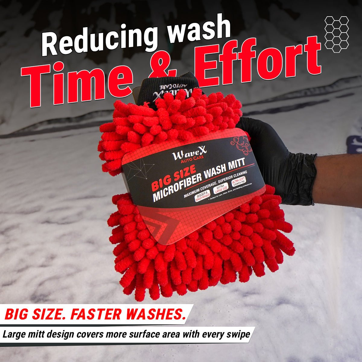 BIG SIZE NOODLES MICROFIBER WASH MITT – ULTRA SOFT CHENILLE CAR CLEANING GLOVE Secondary image