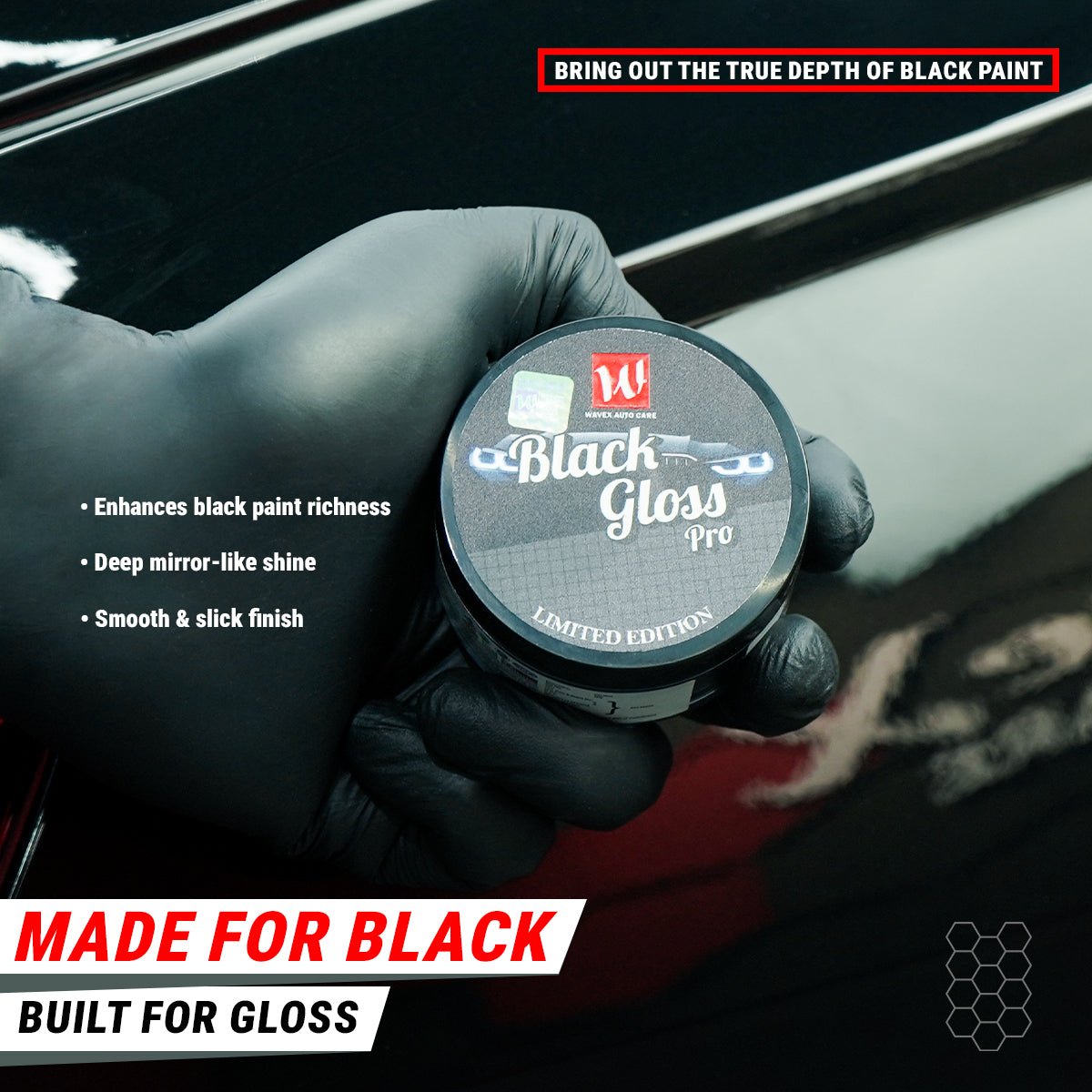 BLACK GLOSS PRO CAR WAX 50g - Wavex - BLACK-WAX50