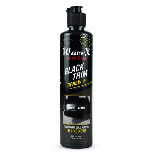 Black Trim Renew+ | Restores Faded Car & Bike Exterior Plastic Trim | Long - Lasting Deep Black Shine, UV & Dust Protection - Wavex - TRIM350