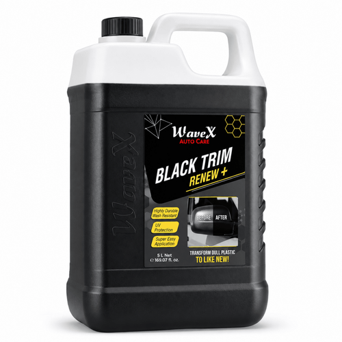 Black Trim Renew+ | Restores Faded Car & Bike Exterior Plastic Trim | Long-Lasting Deep Black Shine, UV & Dust Protection - Wavex-TRIM5K