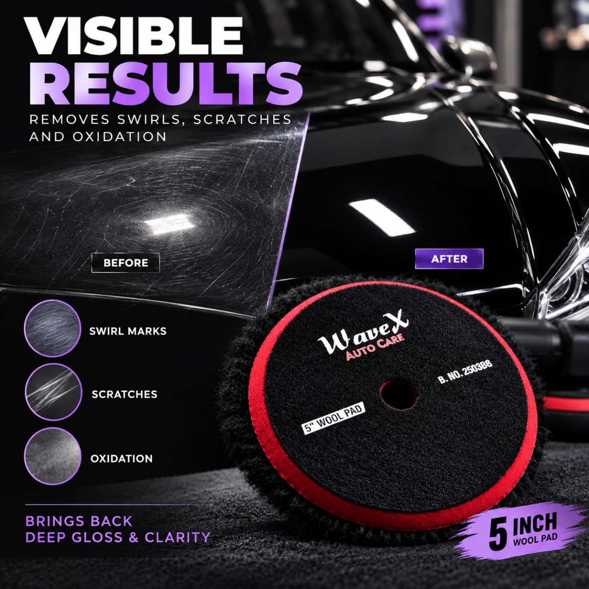 BLACK WOOL POLISHING PAD - Wavex-WOOLPAD