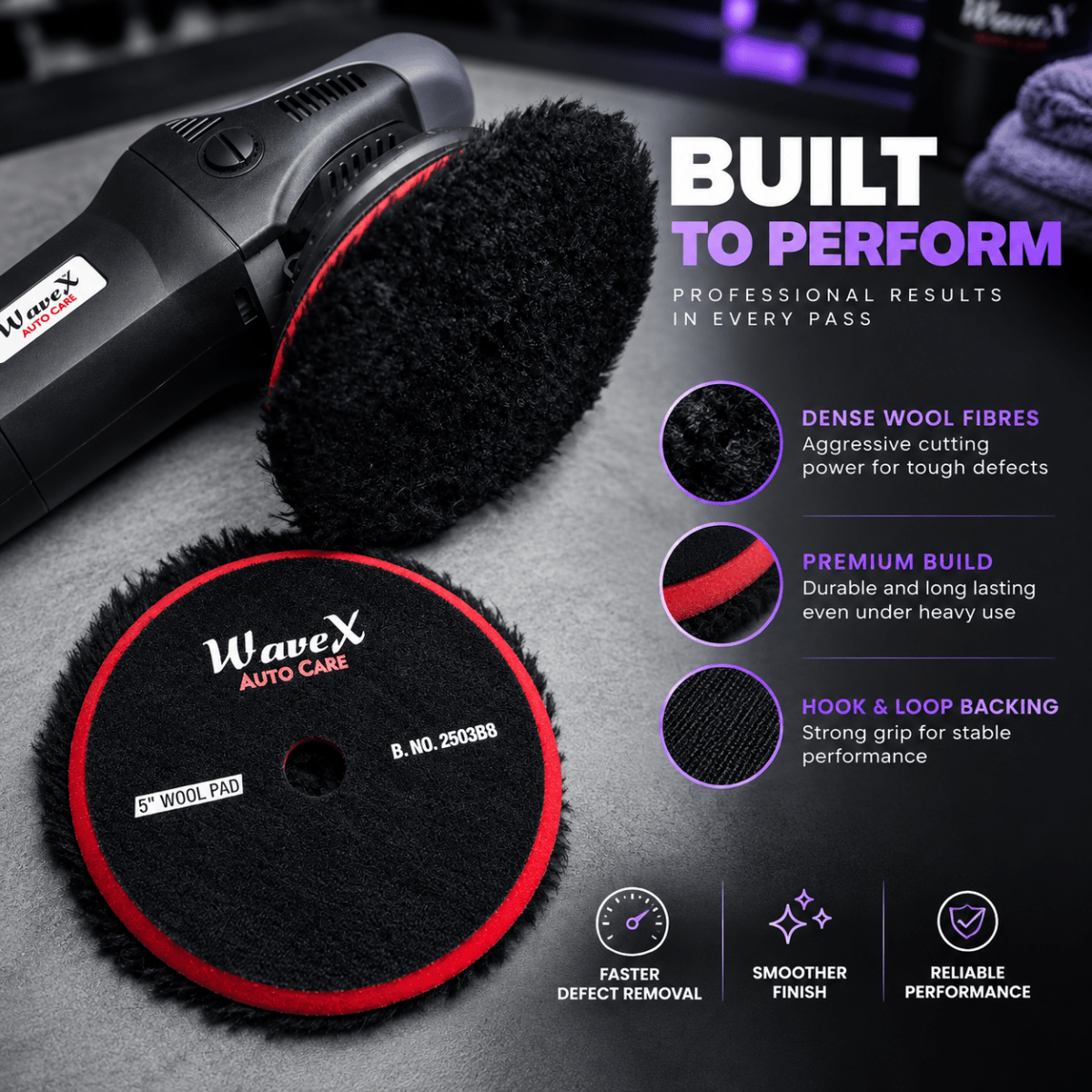 BLACK WOOL POLISHING PAD - Wavex-WOOLPAD