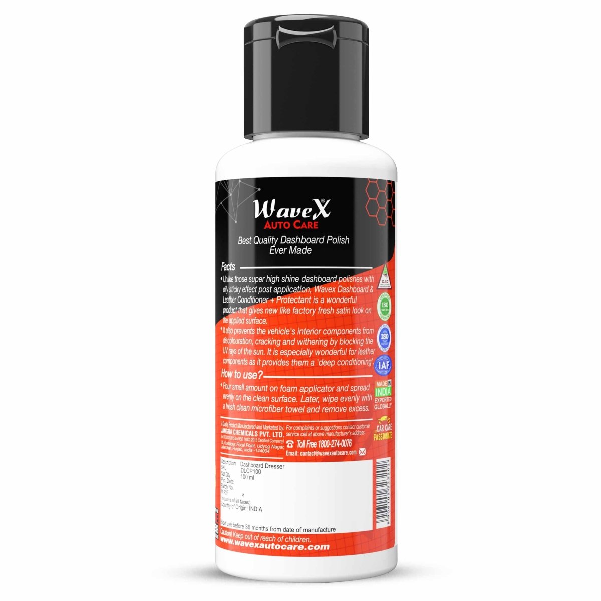 DASHBOARD AND LEATHER CONDITIONER + PROTECTANT 100ML - Wavex - DLCP100