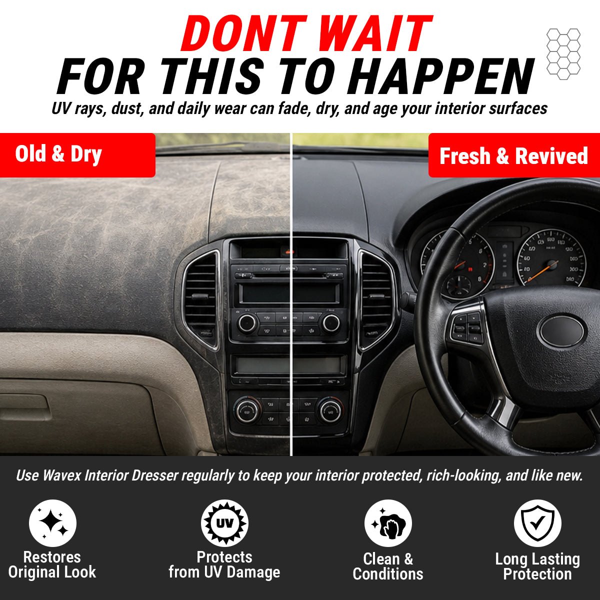 DASHBOARD AND LEATHER CONDITIONER + PROTECTANT 100ML - Wavex-DLCP100