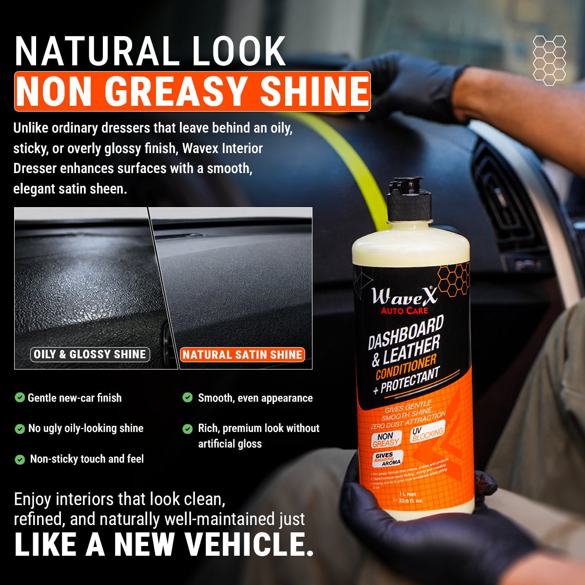 DASHBOARD AND LEATHER CONDITIONER + PROTECTANT 100ML - Wavex-DLCP100