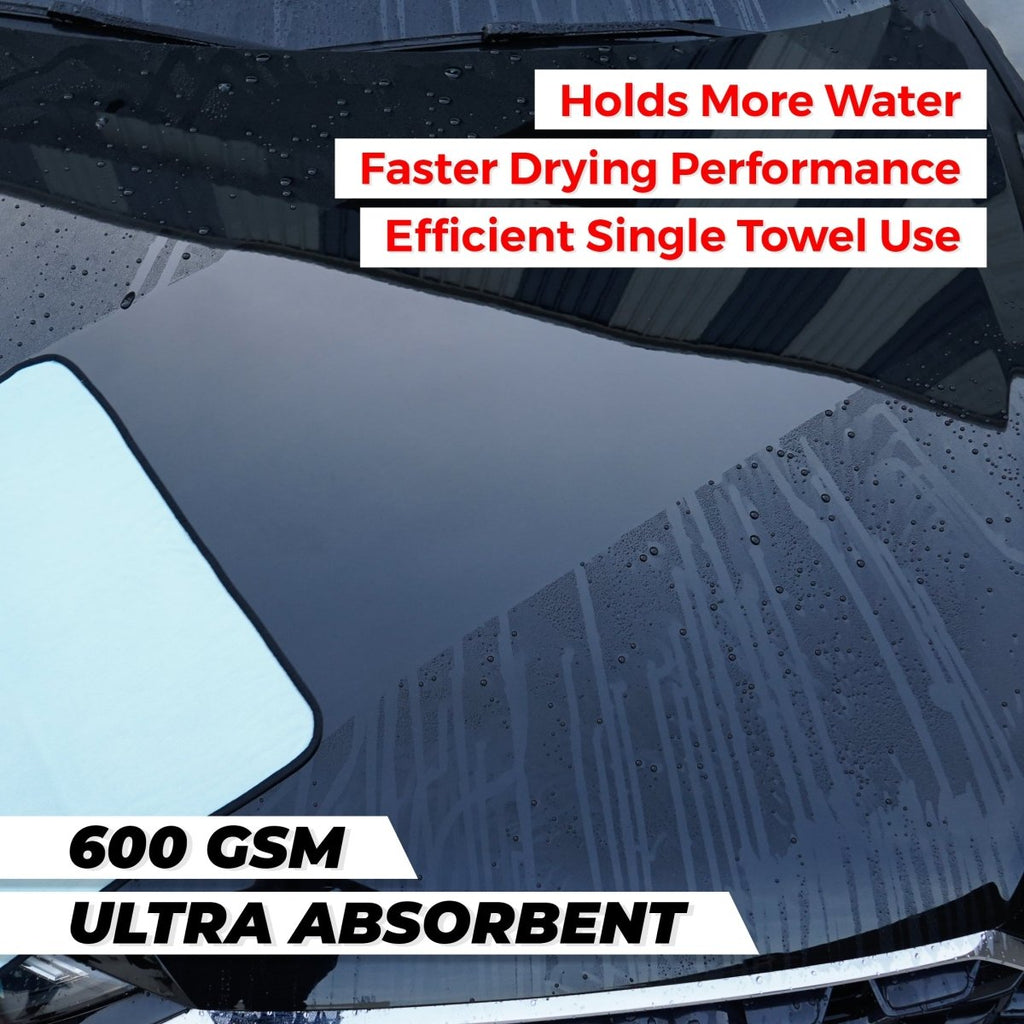 Flash Dry XL Twisted Loop Microfiber Drying Towel | One - Pass Pull & Dry Car Towel | 600 GSM Ultra Absorbent (55x74 cm) - Wavex - FLASH600GSM