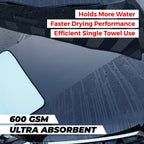 Flash Dry XL Twisted Loop Microfiber Drying Towel | One - Pass Pull & Dry Car Towel | 600 GSM Ultra Absorbent (55x74 cm) - Wavex - FLASH600GSM