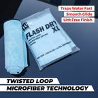 Flash Dry XL Twisted Loop Microfiber Drying Towel | One - Pass Pull & Dry Car Towel | 600 GSM Ultra Absorbent (55x74 cm) - Wavex - FLASH600GSM