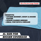Flash Dry XL Twisted Loop Microfiber Drying Towel | One - Pass Pull & Dry Car Towel | 600 GSM Ultra Absorbent (55x74 cm) - Wavex - FLASH600GSM