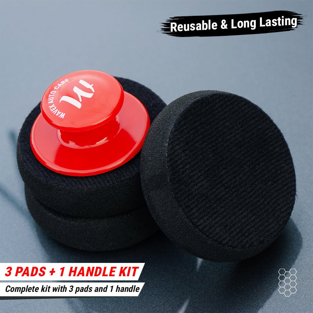 FOAM APPLICATOR PADS WITH HANDLE – SET OF 3 FOAM PADS + 1 HANDLE - Wavex-HANDLEPAD