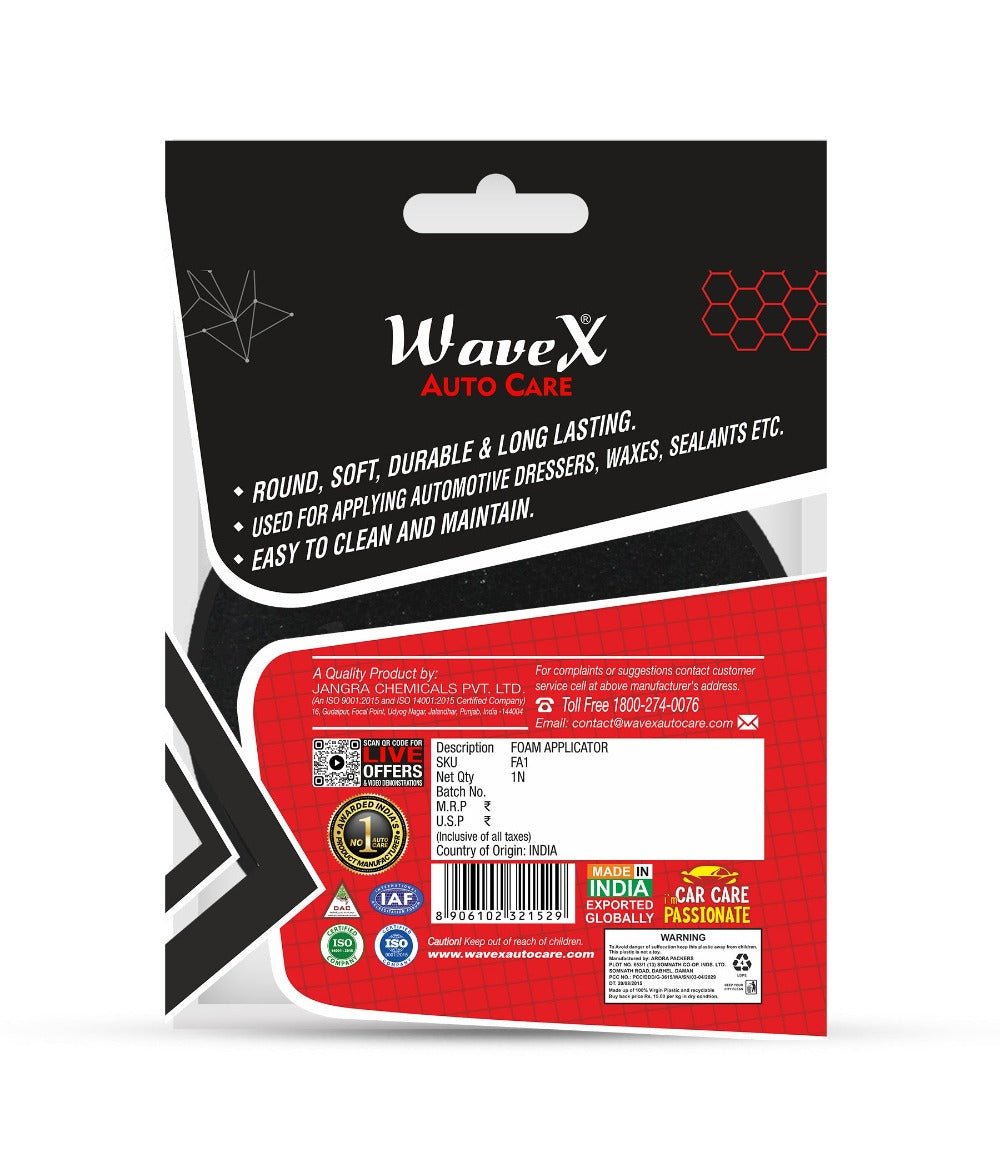 FOAM SPONGE APPLICATOR FOR TYRE DRESSING AND HARD SURFACES - Wavex - FA1-BK