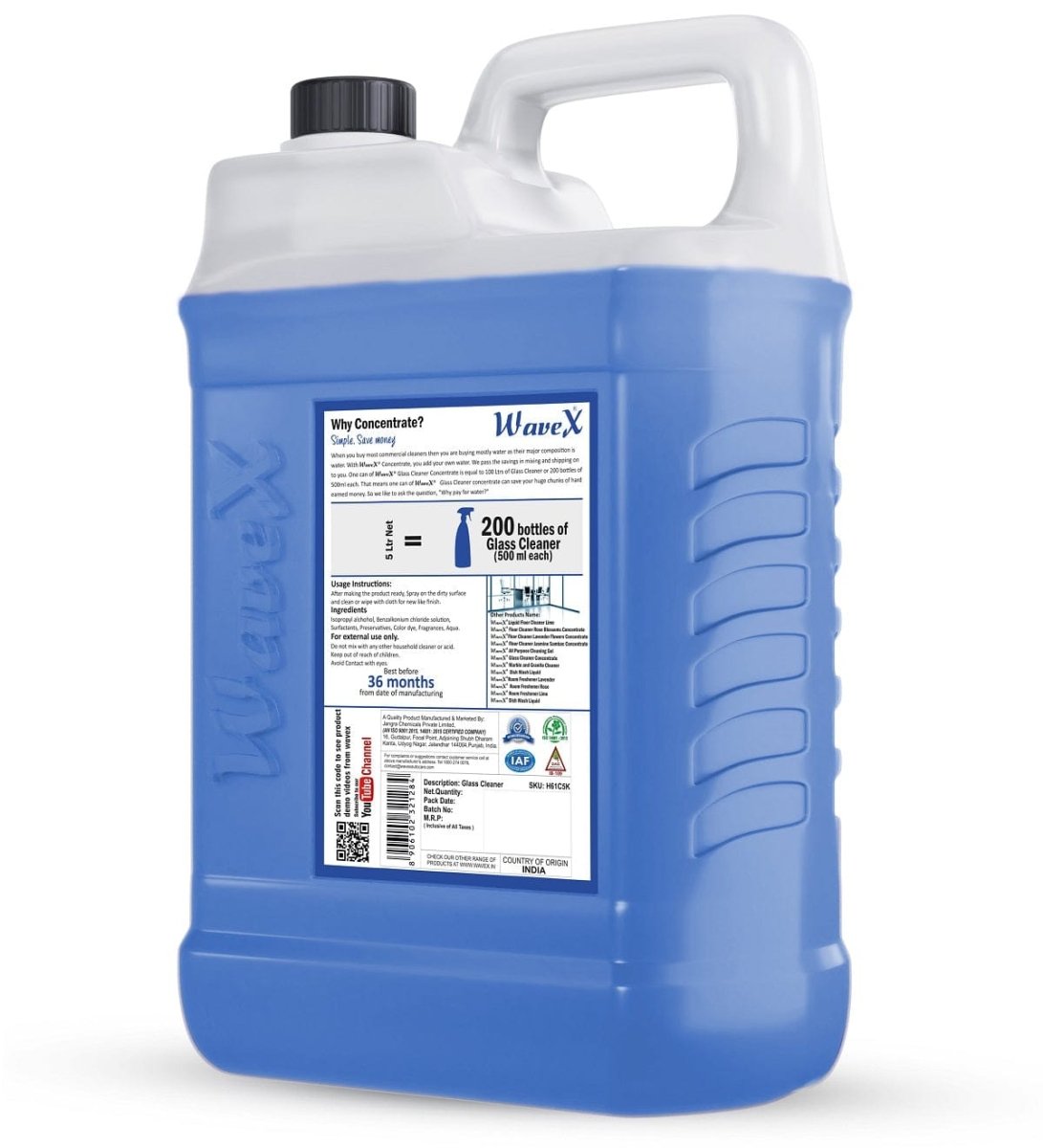 GLASS CLEANER CONCENTRATE MAKES 20 LITRES FROM 1 LITRE - Wavex - H61C5K