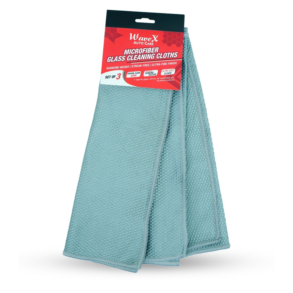 MICROFIBER GLASS CLEANING CLOTH (SET OF 3) - Wavex - MFGLASS Main image