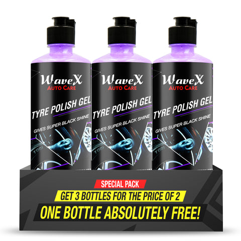 Wavex Tyre Polish Gel | 500ml | Tyre Shiner for Car & Bike | Gives Clean, Glossy Black Finish | Thick Gel Formula for Controlled Application