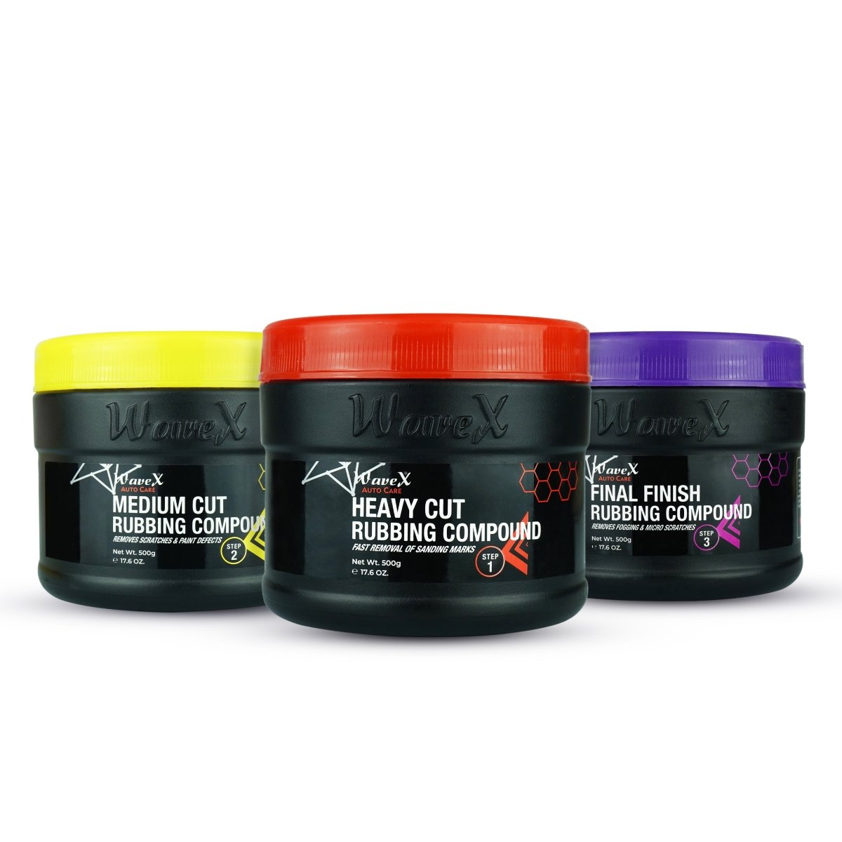 RUBBING COMPOUND KIT (SET OF 3) | BODY SHOP COMPOUNDS | NOT ADVISED FOR DETAILING CENTERS - Wavex - CCK20 Main image