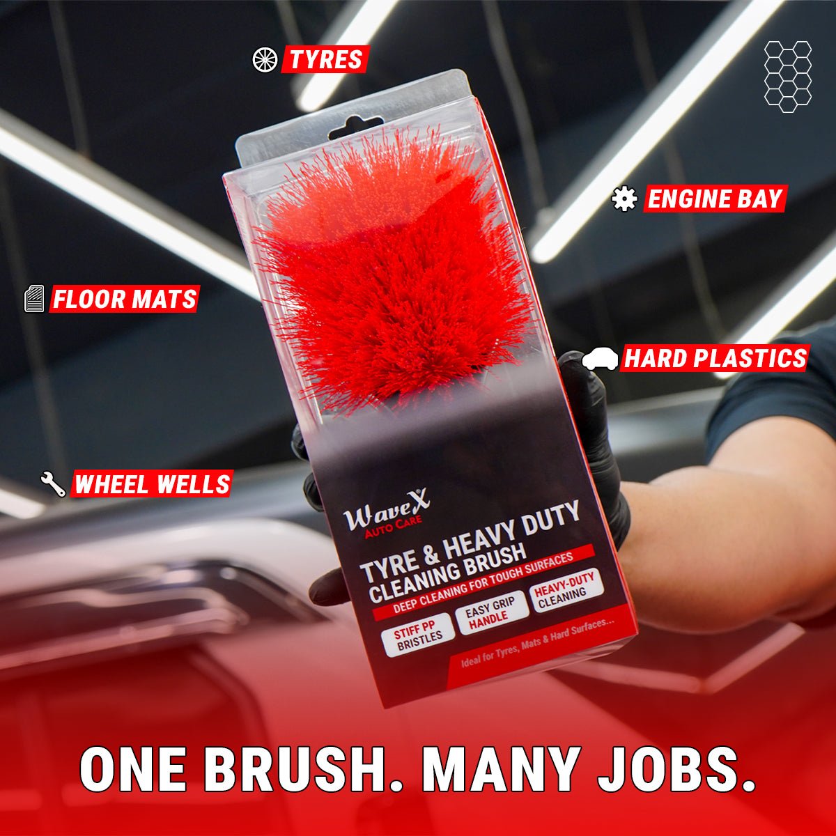 TYRE & HEAVY DUTY CLEANING BRUSH FOR CAR & BIKE DETAILING - Wavex-TY-BRUSH