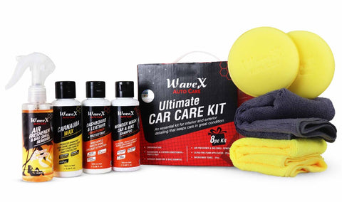 Car Cleaning Kit – Contains Car Polish, Car Dashboard Polish, Car Shampoo, Car Perfume, 2 Microfiber Towel and 2 Applicators