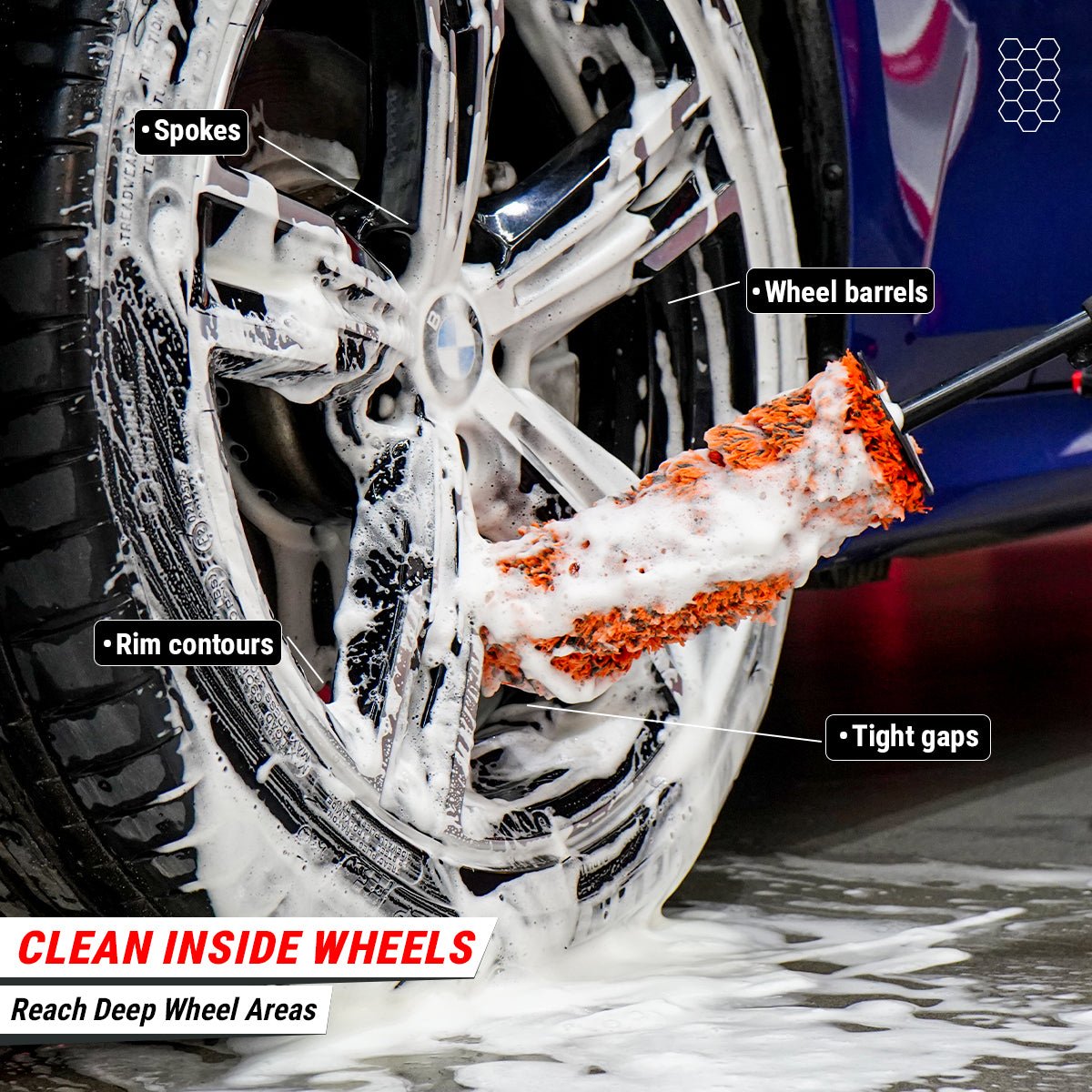WHEEL CLEANING BRUSH FOR CAR & BIKE DETAILING - Wavex-WCB-L