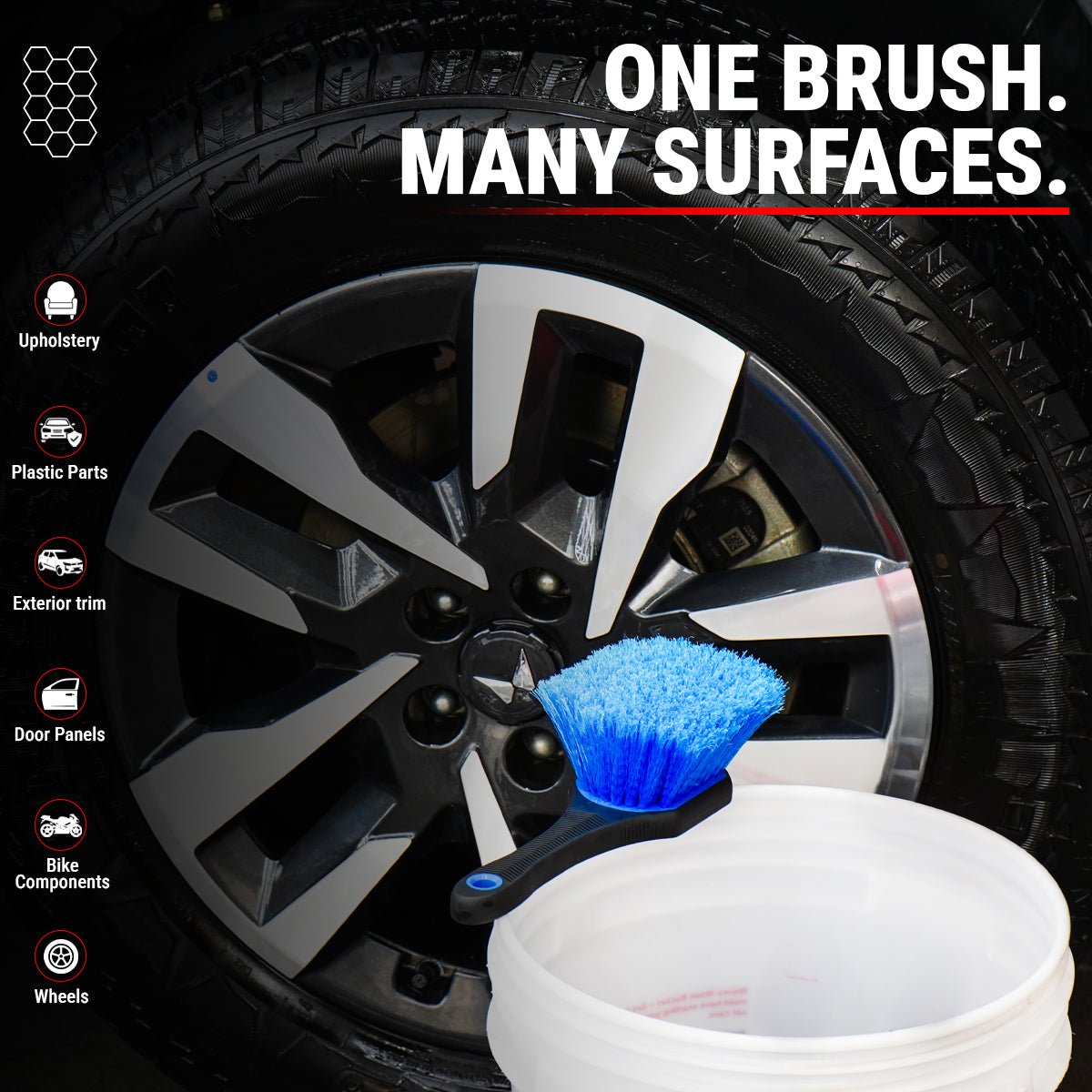 WHEEL & EXTERIOR CLEANING BRUSH FOR CAR & BIKE DETAILING - Wavex-WH-BRUSH