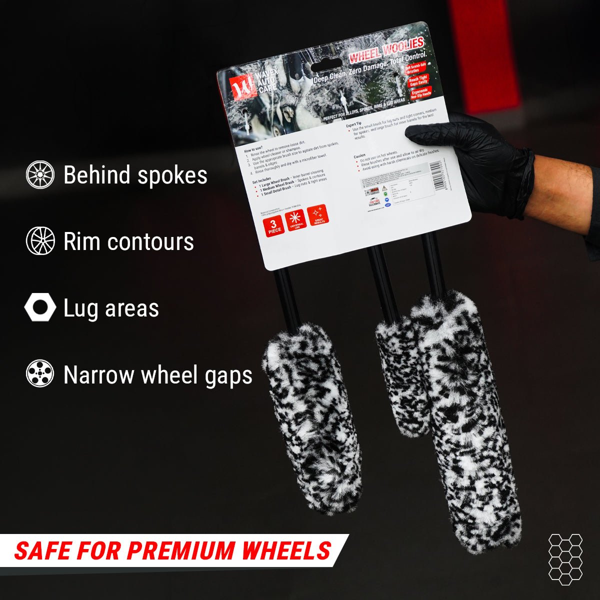 WHEEL WOOLIES BRUSH SET FOR CAR & BIKE DETAILING - Wavex-WW3