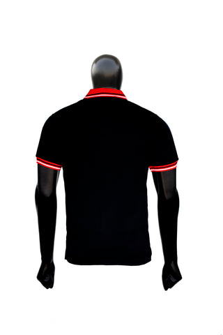 WaveX Men's Classic Fit Short Sleeve Casual 100% Cotton Polo Detailing T Shirt| Red and Black.