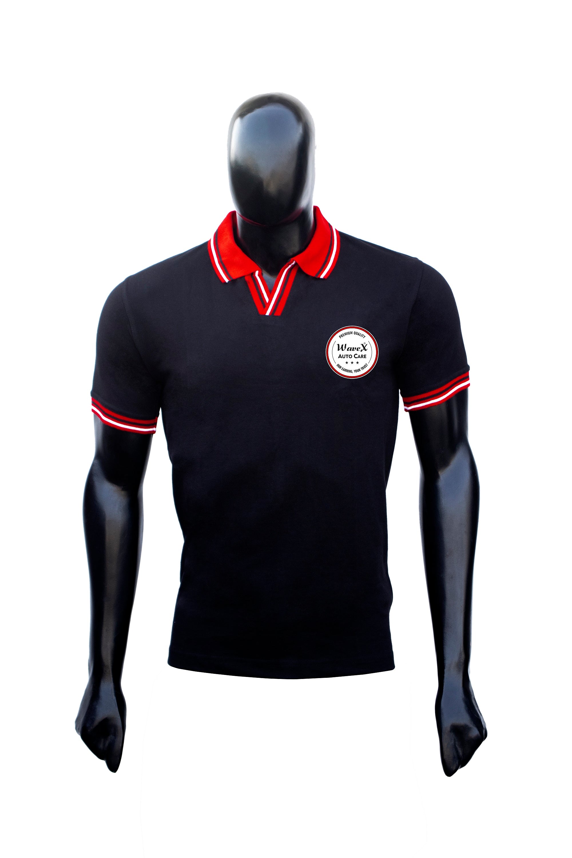 WaveX Men's Classic Fit Short Sleeve Casual 100% Cotton Polo Detailing T Shirt| Red and Black.